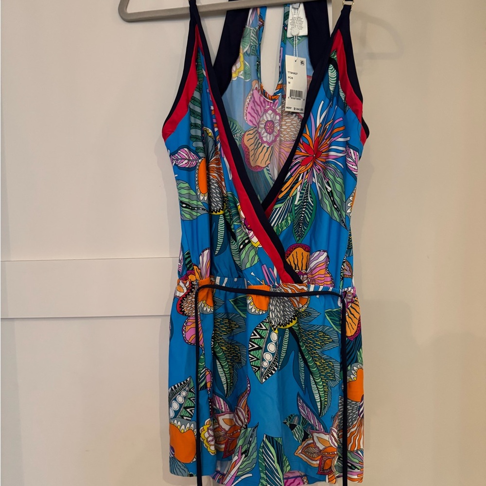 Floral V-Neck one piece shortsuit